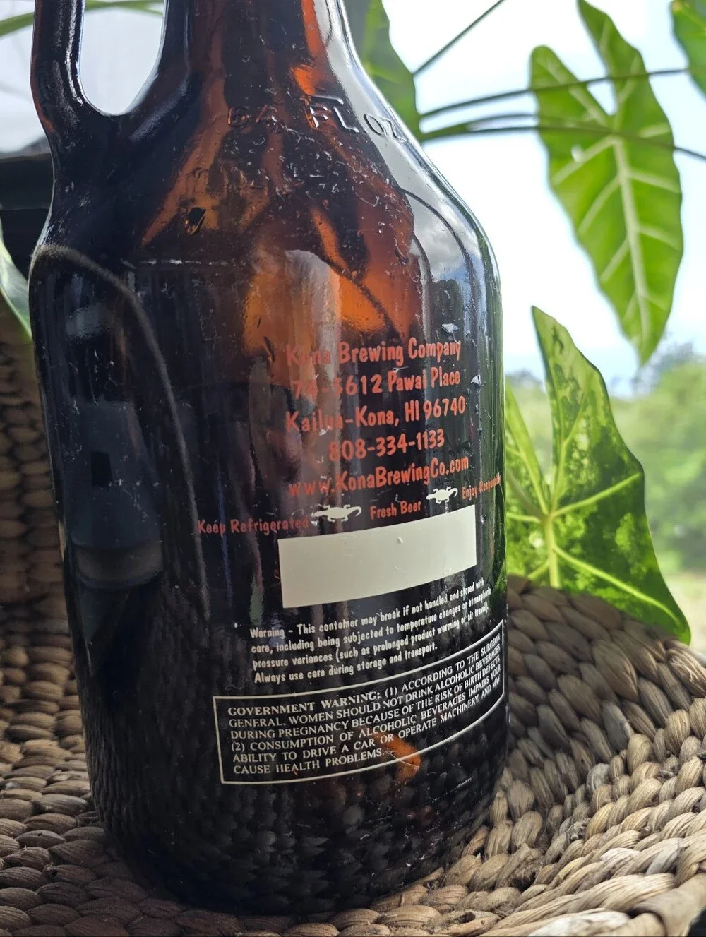 Kona Brewing Co 64oz Brown Glass Growler Hawaii Collectible